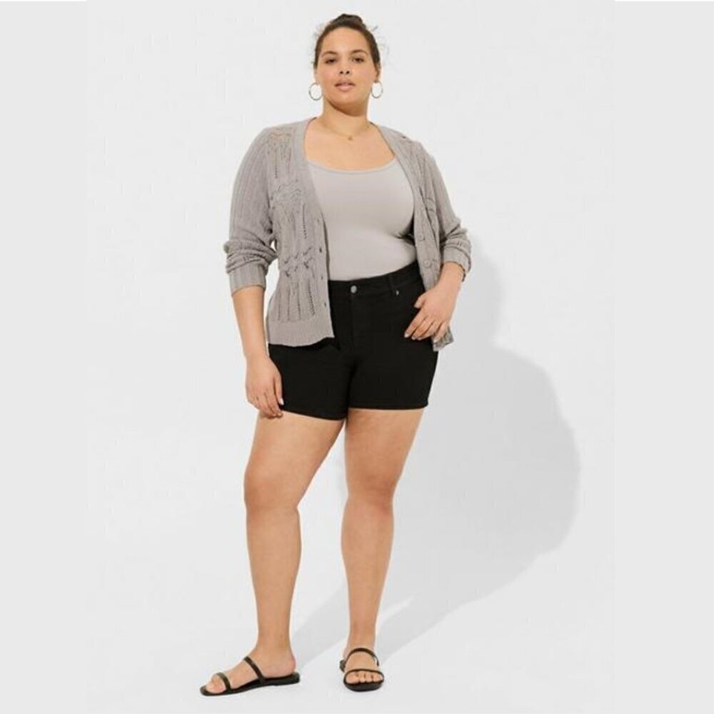 Torrid - Pointelle Cardigan V-Neck Sweater in Formal Gray​​​​​​